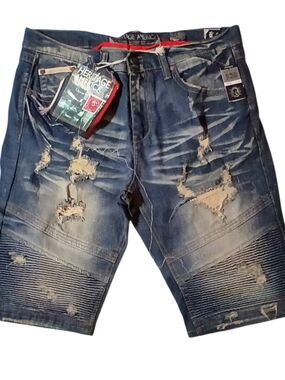 Heritage America Distressed Blue Denim Men’s Shorts